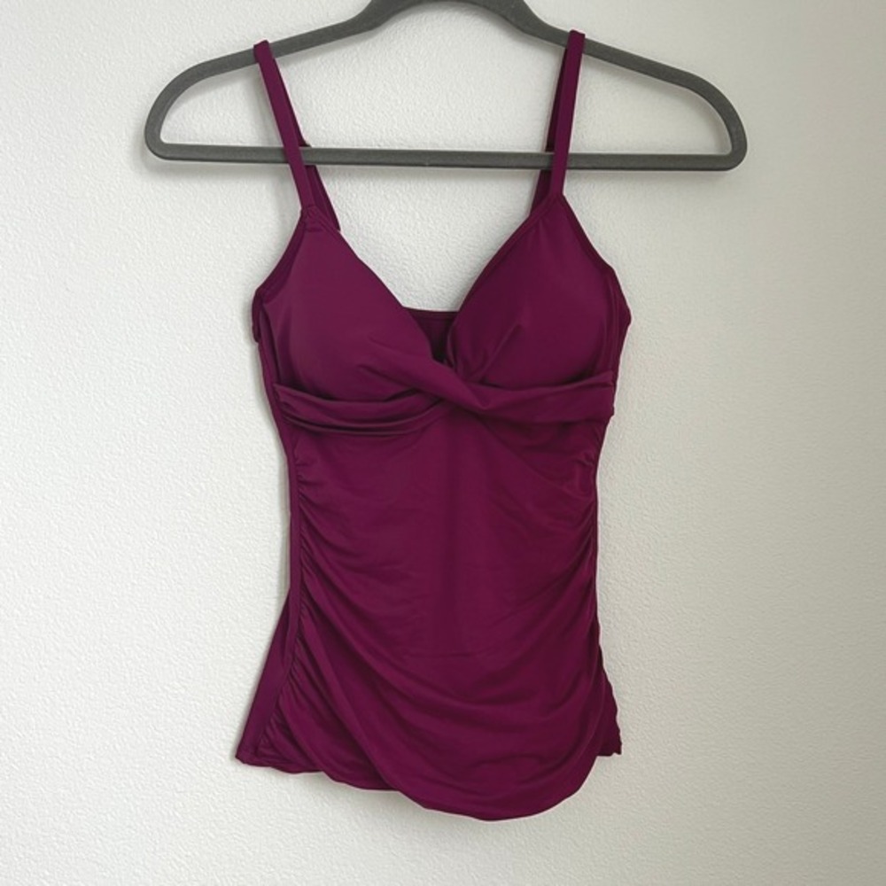 Lauren Ralph Lauren Plum Twist Underwire Tankini Top 4 Resort-Chic Sophisticated